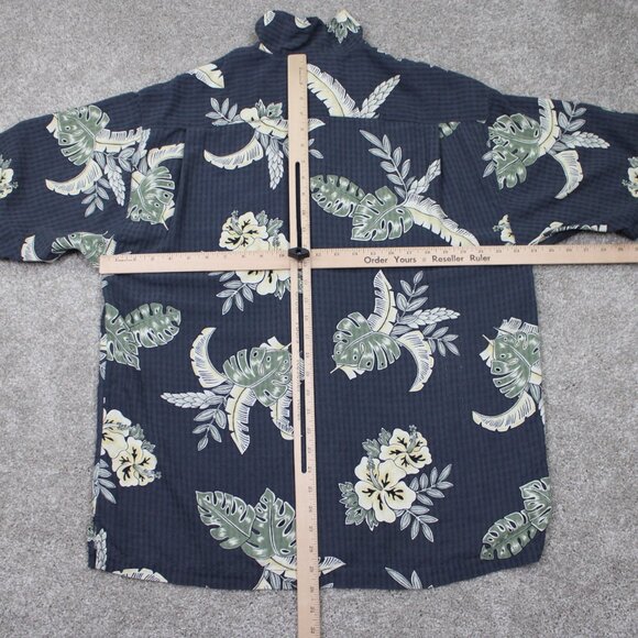 Tommy Bahama Hawaiian Loop Collar Shirt Men Large Blue Floral 100% Silk Camp S/S - Picture 8 of 11